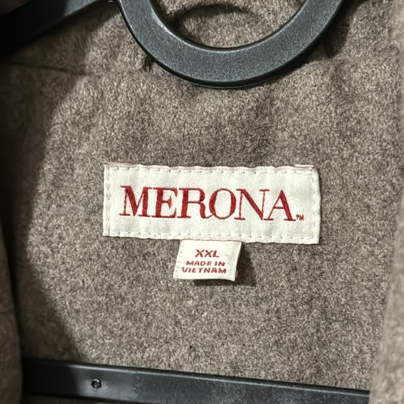 Merona Wool Blend Oatmeal/ Grey Color Long Peacoat with Belt - Picture 13 of 13